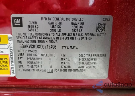 2013 Buick Enclave from USA, damaged, VIN 5GAKVCKDXDJ212496